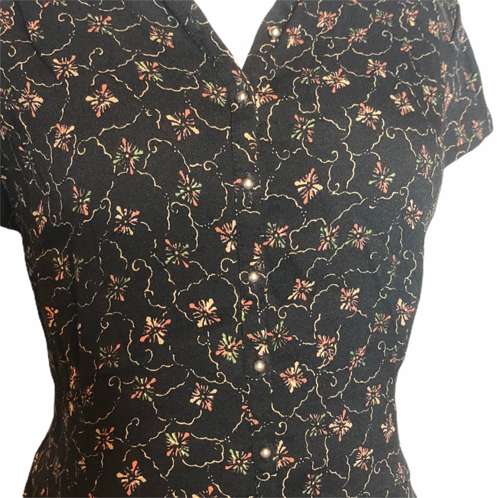 Free People Black Floral Button Front Romper m - Picture 4 of 8